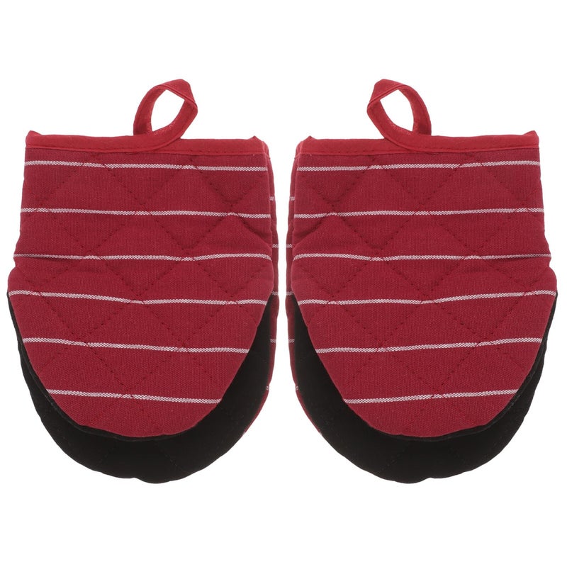 Burgundy Heat Resistant Oven Gloves Pair Insulated Thickened Baking Mitts For Kitchen Cooking - Image 2