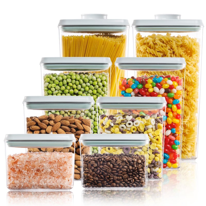 Tourdeus 8 Pack Airtight Food Storage Containers with Lids Pop Top Pantry Organizer Set BPAFree Clear Stackable Kitchen Containers with Measurement Marks for Cereal Flour Sugar Pasta Snacks - Image 2