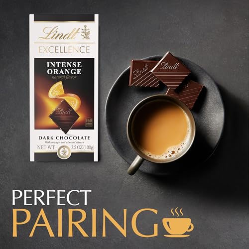 Lindt EXCELLENCE Intense Orange Dark Chocolate Bar Dark Chocolate Candy with Orange and Almond Slivers 35 oz 12 Pack - Image 5