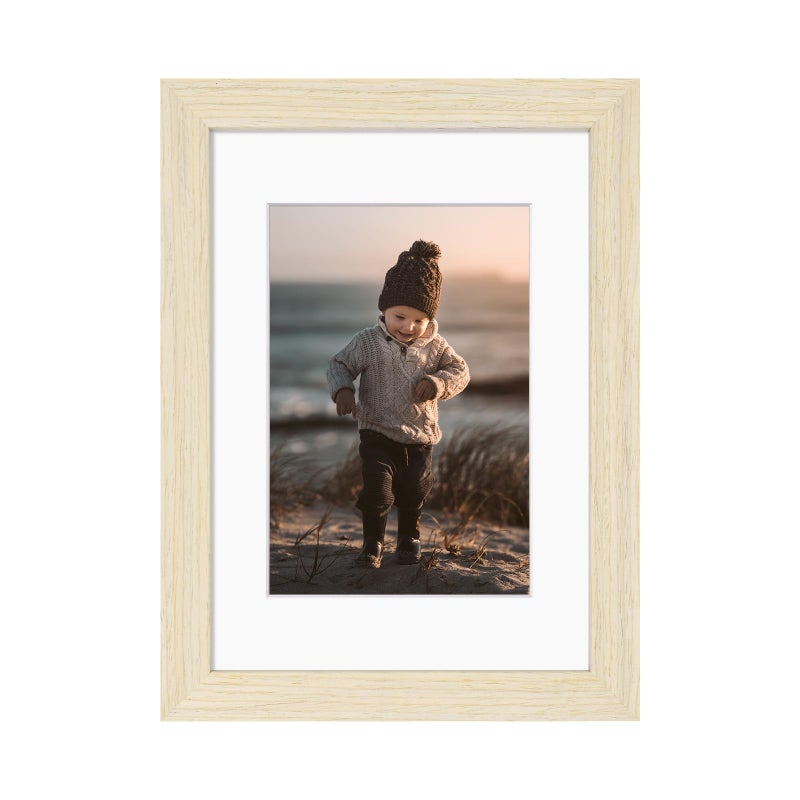 KINLINK A5 Picture Frames Natural Wood Frames with Acrylic Plexiglass for Pictures 4x6 with Mat or A5 without Mat  Tabletop and Wall Mounting Display