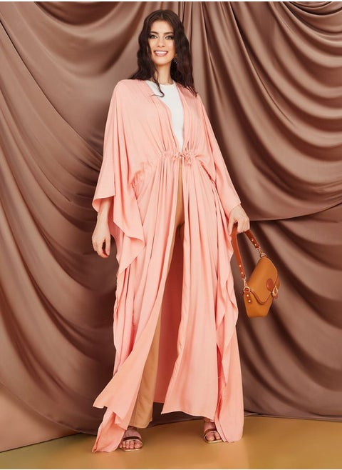 Oversized Maxi Length Kimono with Drawstring