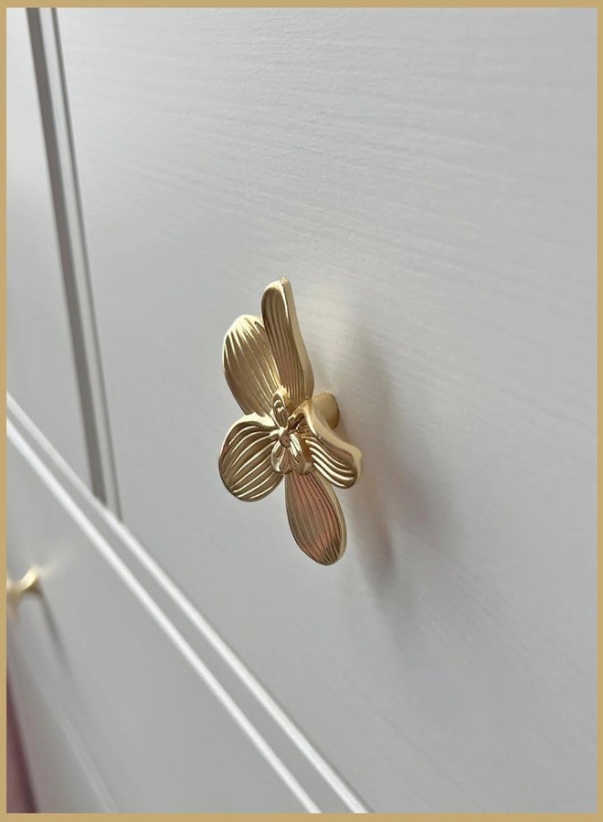 YEMCHI 6 Pack Brushed Gold Flower Cabinet Knobs, 60mm/ 2.36" Kitchen Gold Drawer Pulls, Bathroom Zinc Petal Handles for Dresser Drawer, Decoration Knob of Cupboard Furniture Hardware (6 Flower) - Image 5