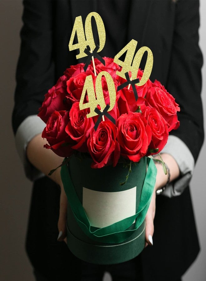 Sotpot 8 pcs Gold Glitter 40th Birthday Centerpiece Sticks, Number 40 with Bow Centerpieces Table Flower Topper for Man Woman 40th Birthday Anniversary Table Party Decorations - Image 4