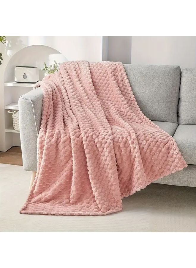 Beige 40x60 Inches Soft Fluffy Sherpa Throw Blanket For Bed Couch Sofa - Image 3