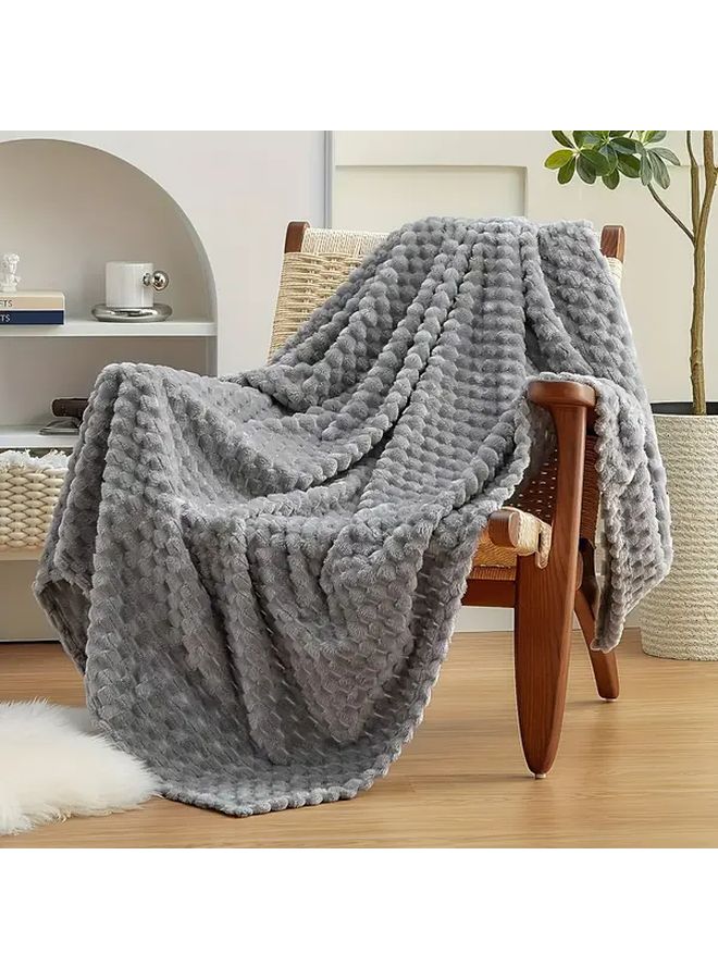 Beige 40x60 Inches Soft Fluffy Sherpa Throw Blanket For Bed Couch Sofa - Image 2
