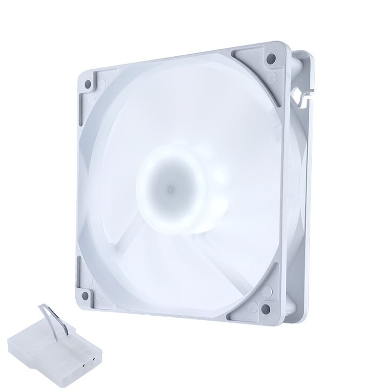 Quiet 4-Pin 12cm PC Case Fan 120mm Cooling LED Reverse - large 4Pin - white - white light - dazzling - 12cm chassis fan - no shockproof pad 