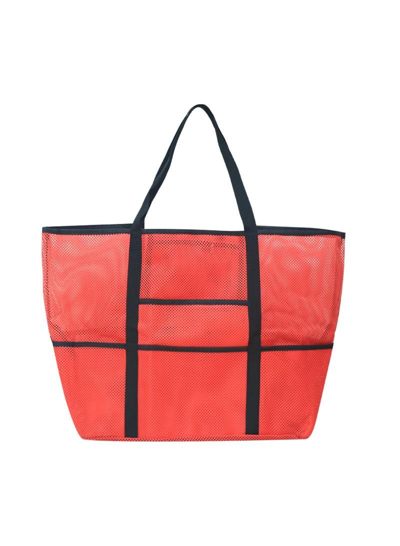 Generic Red Summer Swimming Beach Bag Swimsuit Mesh Storage Bag Large Mesh Storage Bag Sports Travel Handbag