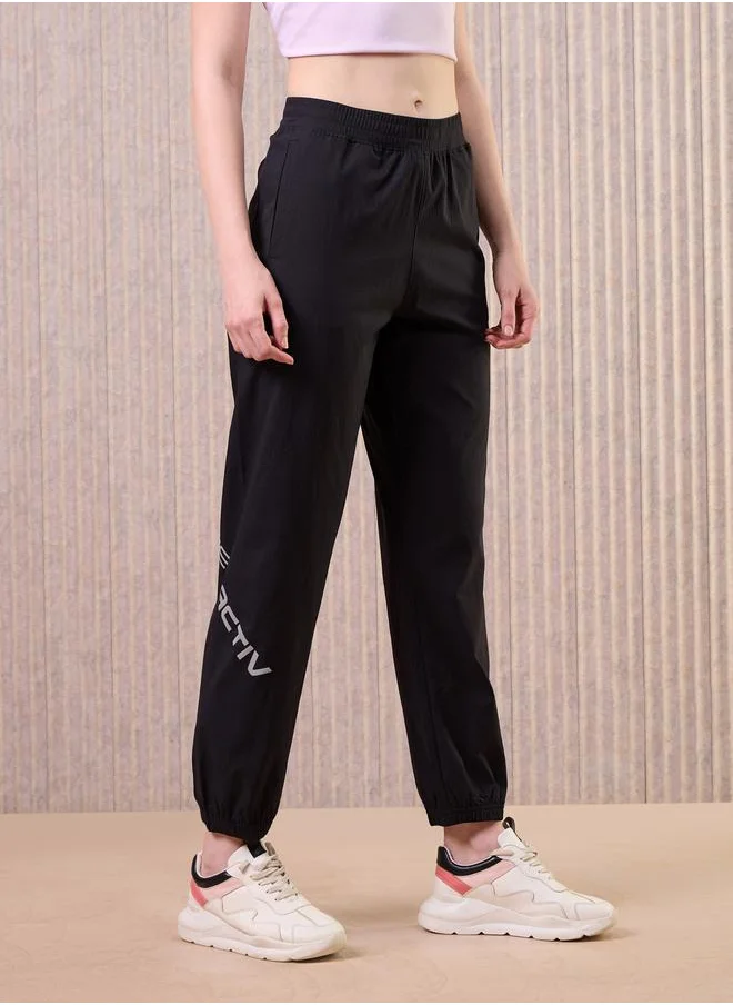 Technosport Technosport Women Black Solid 2-Way Stretch Joggers