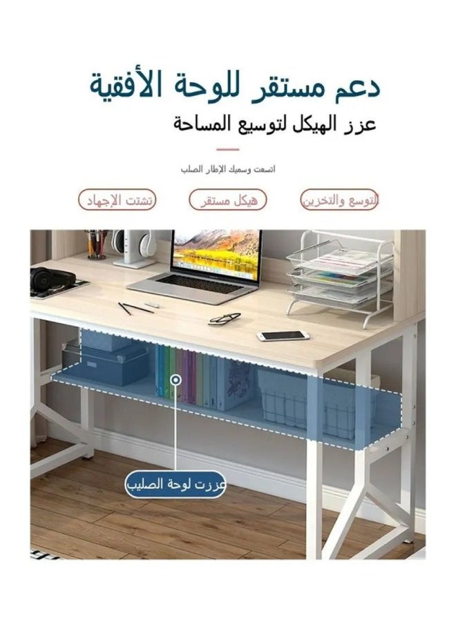 يانتنز - مكتب دراسة مع وحدة تخزين للكمبيوتر، بيج، 120x60x141.5 سم - Image 1