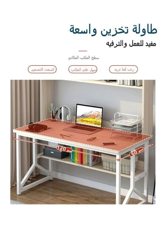 يانتنز - مكتب دراسة مع وحدة تخزين للكمبيوتر، بيج، 120x60x141.5 سم - Image 1