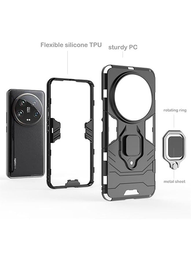 عام الجراب مناسب لهاتف Xiaomi 14 Ultra، مع حامل دائري بزاوية 360 درجة وحماية كاملة مضادة للصدمات، متوافق مع Xiaomi 14 Ultra. - Image 4