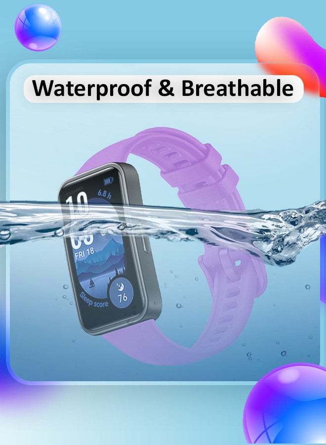 CATANES [for Huawei Band 9] Soft Silicone Wristband Replacement Band Watch Strap Sport Strap Purple - Image 4