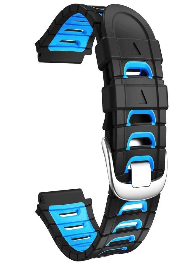 ANCOOL Compatible with Garmin Forerunner 920XT Bands Soft Sport Watch Band Replacement for Forerunner 920XT Smartwatch, Black/Blue - Image 1
