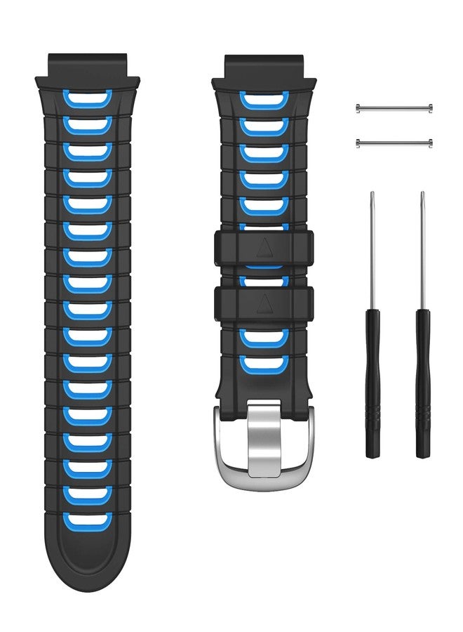 ANCOOL Compatible with Garmin Forerunner 920XT Bands Soft Sport Watch Band Replacement for Forerunner 920XT Smartwatch, Black/Blue - Image 5