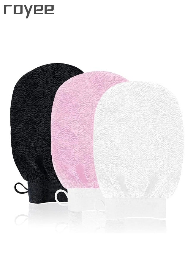 Royee 3 Pcs Exfoliating Mitts Body Scrub Glove Bath SPA Exfoliating, Dual-Sided Deep Clean Exfoliation Scrubbing Mitt, Dead Skin Remover Glove Deep Body Scrubber for Women and Men  - Image 1