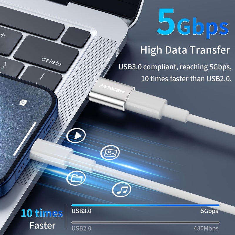 A Type C Female To A Male USB C To USB 3.0 Adapter For Quick Charging And Data Transmission Silvery 2 Pack - Image 3