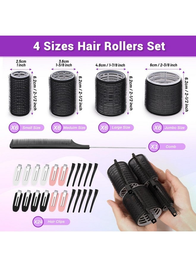 selizo 50 Pcs Rollers Hair Curlers Set with 24Pcs Self Grip Hair Rollers 4 Sizes and 24 Pcs Hair Clips for Blowout Look Long Medium Short Thick Hair Volume - Image 3