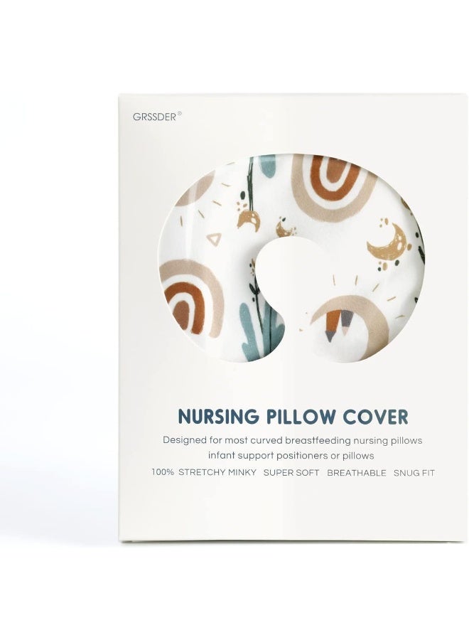 GRSSDER Nursing Pillow Cover Stretchy Minky Removable Nursing Covers for Breastfeeding Pillows, Ultra Soft Comfortable Slipcover for Boy and Girls, Cute Rainbow Pattern - Image 4