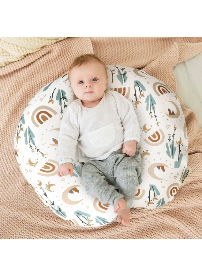 GRSSDER Nursing Pillow Cover Stretchy Minky Removable Nursing Covers for Breastfeeding Pillows, Ultra Soft Comfortable Slipcover for Boy and Girls, Cute Rainbow Pattern - Image 2