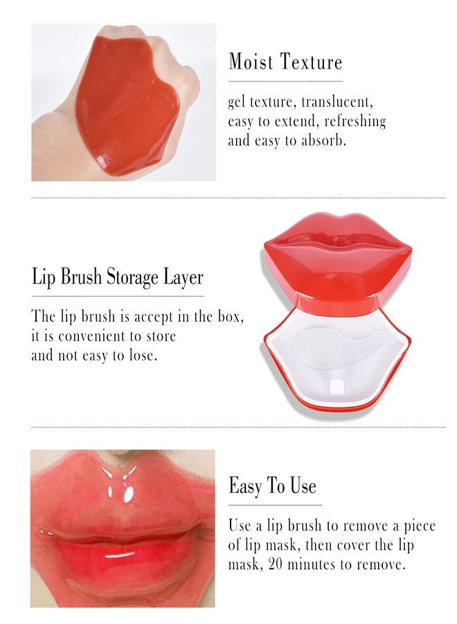 FREEORR 20Pcs Lip Mask Sheet,Red Cherry Moisturizing Plumping Lip Patches, Gel Treatment Lip Masks for Dry Lips Plump Lip Collagen Overnight Sleeping Lip Pads Patches（Red） - Image 5