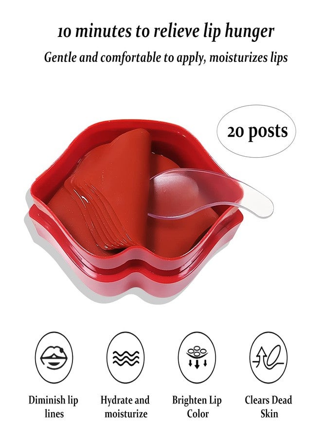 FREEORR 20Pcs Lip Mask Sheet,Red Cherry Moisturizing Plumping Lip Patches, Gel Treatment Lip Masks for Dry Lips Plump Lip Collagen Overnight Sleeping Lip Pads Patches（Red） - Image 3