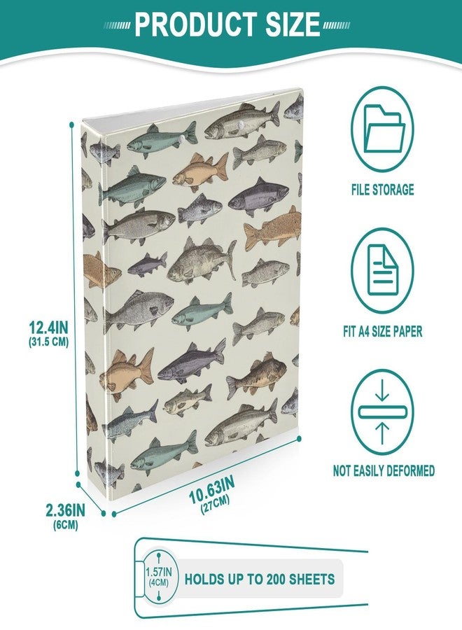 Aslsiy 3 Ring Binder 1.5 Inch Fish Vintage Color Round Clipboard Binder White Decorative Harcover Binders Organizer for Office Supplies - Image 4