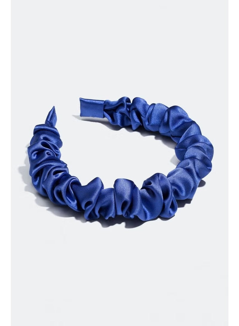 Women's Blue Color Luxury Gathered Crown Hair Band