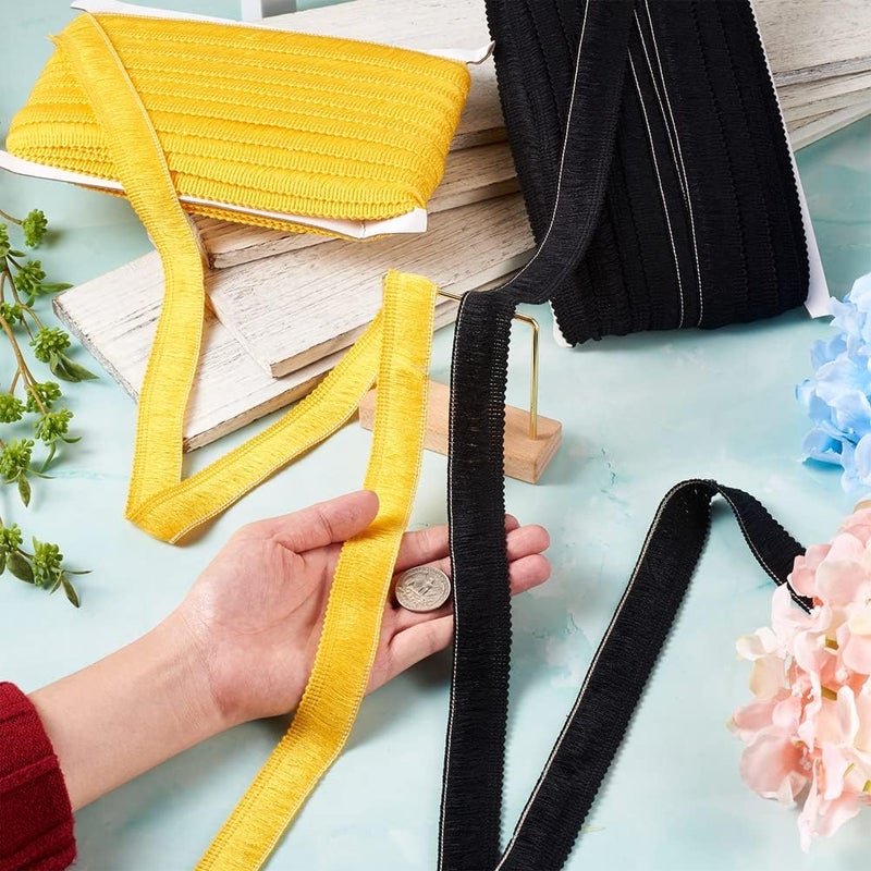 Mega Pet MegaPet 2 Cards Gold and Black Polyester Fringe Tassel Lace Trim 1 Inch x 82 Feet Chainette Fringe Fibre Trim for Sewing Quilting Clothes Accessories Lampshade Curtain Home Decoration - Image 4