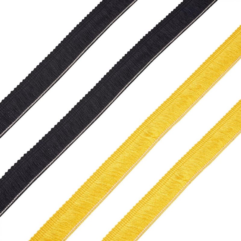 Mega Pet MegaPet 2 Cards Gold and Black Polyester Fringe Tassel Lace Trim 1 Inch x 82 Feet Chainette Fringe Fibre Trim for Sewing Quilting Clothes Accessories Lampshade Curtain Home Decoration - Image 1
