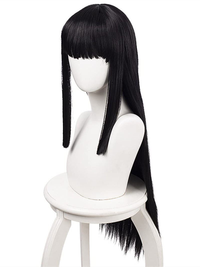 LeMarnia High Temperature Synthetic Black Long Straight Bangs Wig for Cosplay Jabami Yumeko Wig Halloween Costume Wig
