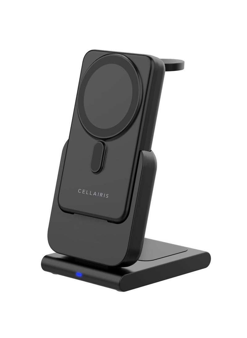 Cellairis - POWER BOOST PRO 10,000mAh Power Bank – PD Type-C Fast Charging, MagSafe Wireless, Earbuds & Watch Charging, Foldable Design – Black - Image 1
