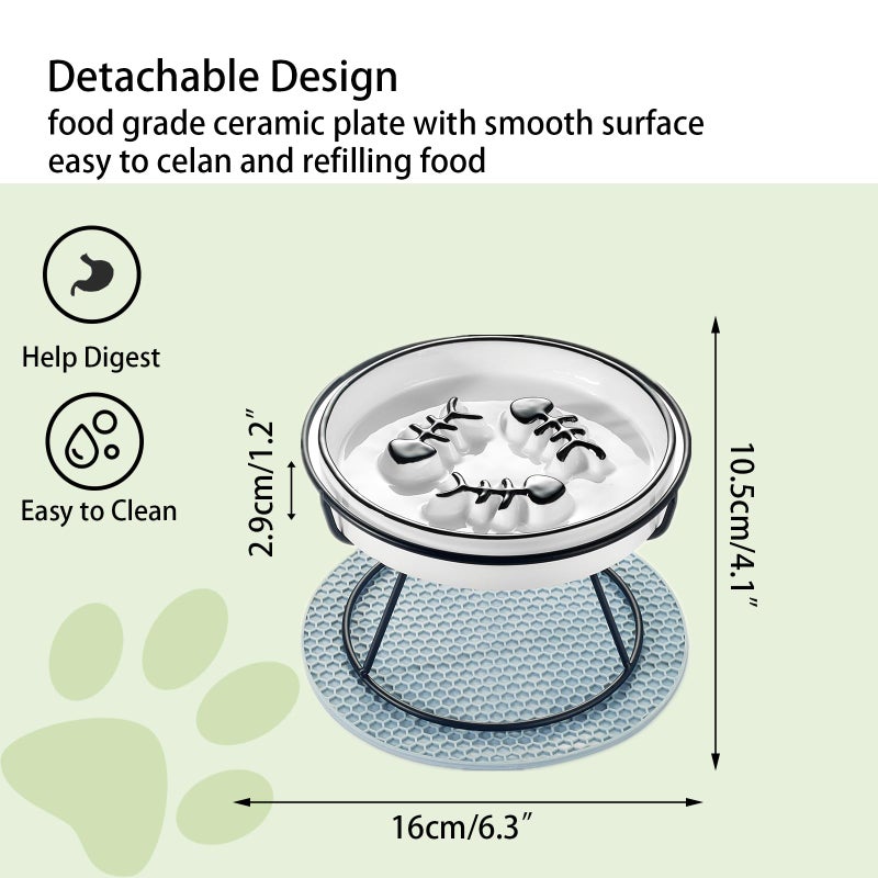 TRUNDISAN Elevated Cat Slow Feeder Bowls,Whisker Friendly Cat Bowl, Ceramic Raised Slow Feeder Bowl, Anti Vomit Promotes Digestion Slow Feeder Bowls for Dry and Wet Food - Image 2