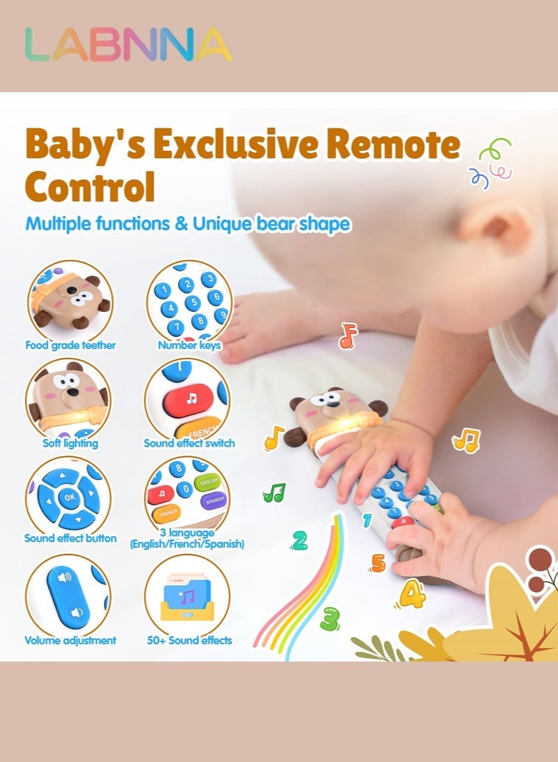 LABNNA Baby Remote Control Toy with Silicone Teether, Realistic Lights & Sounds, 3 Languages (English, Spanish & French), Baby Musical Toys Gifts for Boys Girls 6 Month+ - Image 3