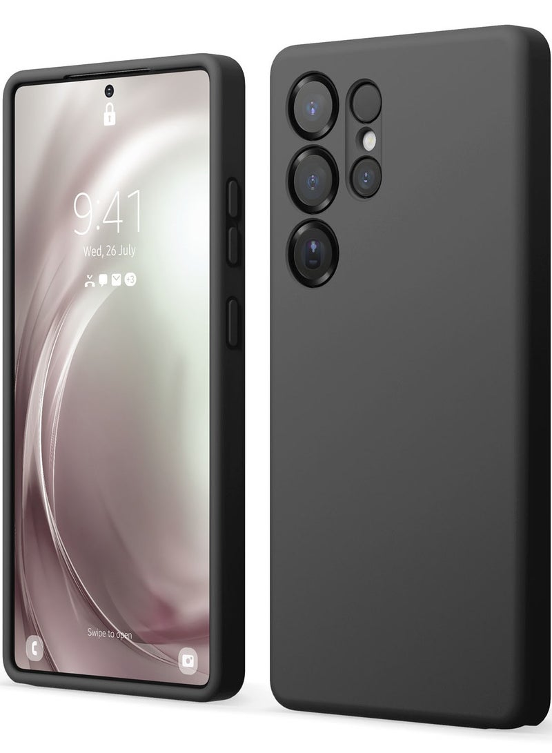 Elago Liquid Silicone for Samsung Galaxy S25 ULTRA Case Cover Full Body Screen Camera Protective, Shockproof, Slim, Anti-Scratch Soft Microfiber Lining - Black - Image 1