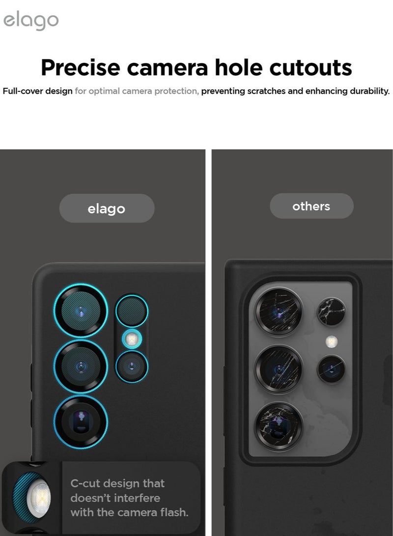 Elago Liquid Silicone for Samsung Galaxy S25 ULTRA Case Cover Full Body Screen Camera Protective, Shockproof, Slim, Anti-Scratch Soft Microfiber Lining - Black - Image 3