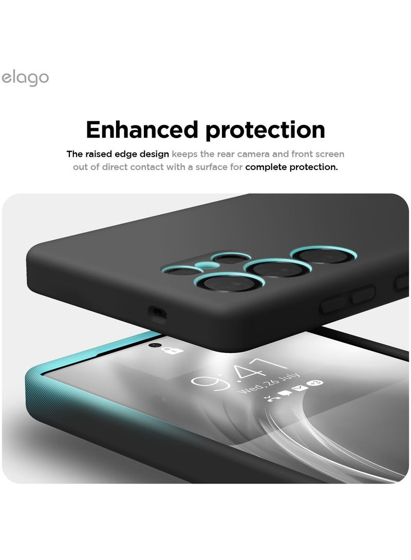 Elago Liquid Silicone for Samsung Galaxy S25 ULTRA Case Cover Full Body Screen Camera Protective, Shockproof, Slim, Anti-Scratch Soft Microfiber Lining - Black - Image 5