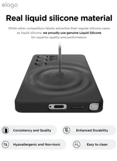 Elago Liquid Silicone for Samsung Galaxy S25 ULTRA Case Cover Full Body Screen Camera Protective, Shockproof, Slim, Anti-Scratch Soft Microfiber Lining - Black  - Image 4