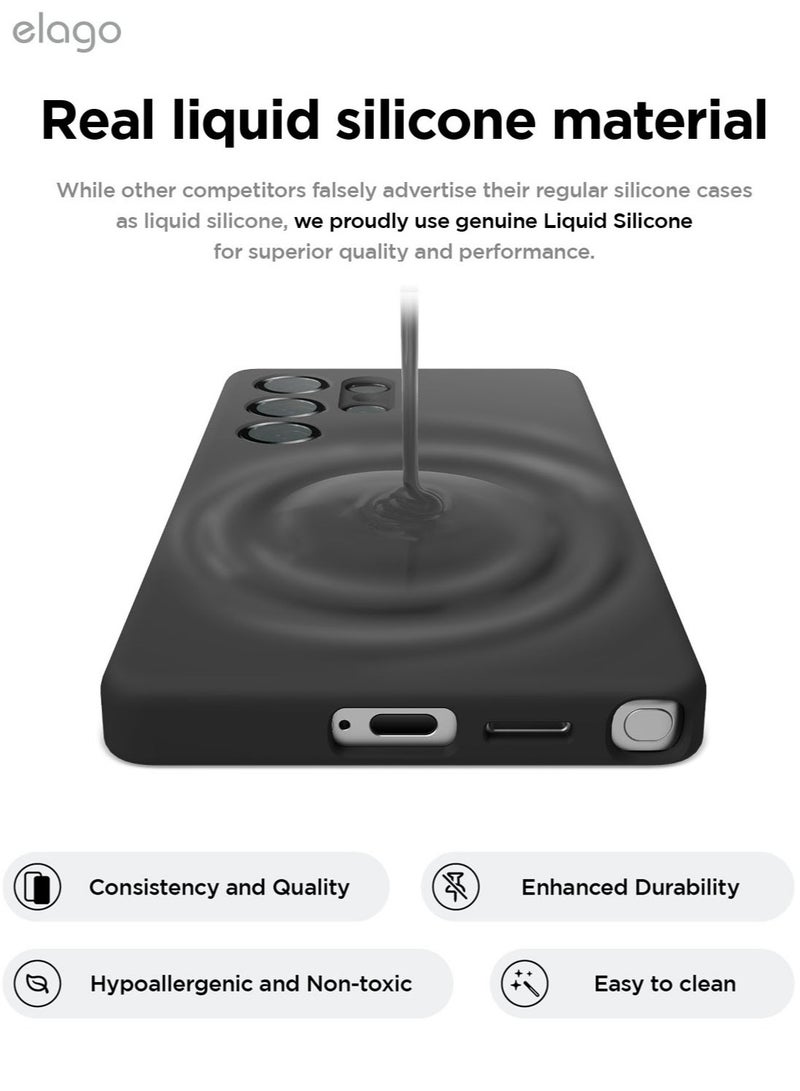 Elago Liquid Silicone for Samsung Galaxy S25 ULTRA Case Cover Full Body Screen Camera Protective, Shockproof, Slim, Anti-Scratch Soft Microfiber Lining - Black - Image 4