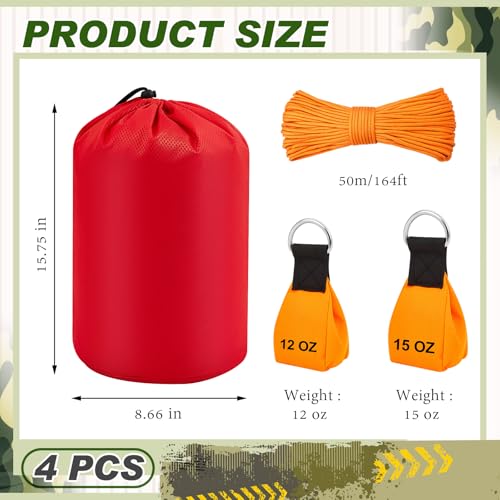 LOYIM 4 Pcs Arborist Throw Line Kit 12oz15oz Throw Weight Bag with 164ft Polyester Rope and Storage Bag Arborist Equipment Climbing Kit for Tree Work Limb Throwing - Image 3