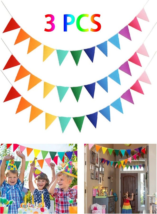 إيليلي 3 قطع لافتات مثلثة ملونة لعيد الأطفال والذكرى السنوية وديكورات الحفلات، مثالية لأعياد الميلاد والمهرجانات والمناسبات الخارجية والتجمعات العائلية وحفلات أعياد الميلاد وديكورات المدارس - Image 1