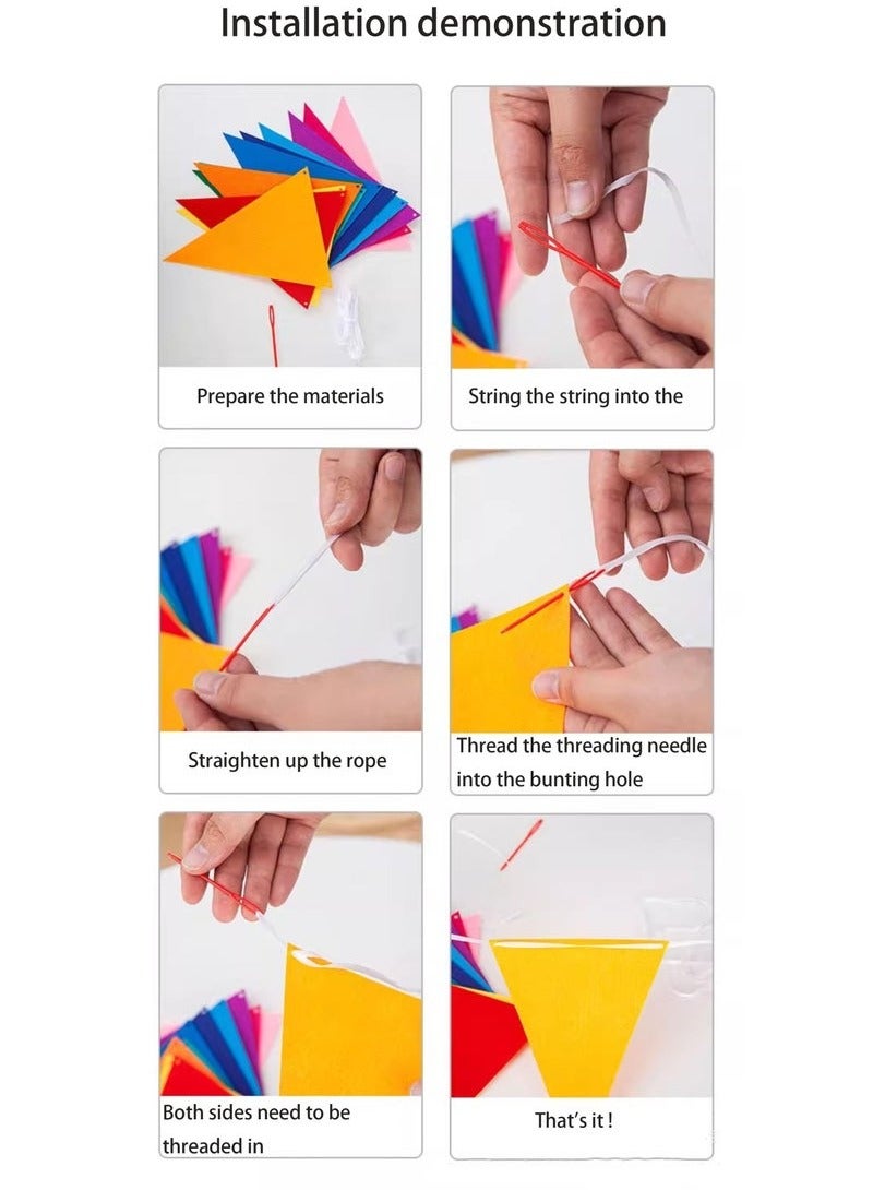 إيليلي 3 قطع لافتات مثلثة ملونة لعيد الأطفال والذكرى السنوية وديكورات الحفلات، مثالية لأعياد الميلاد والمهرجانات والمناسبات الخارجية والتجمعات العائلية وحفلات أعياد الميلاد وديكورات المدارس - Image 5