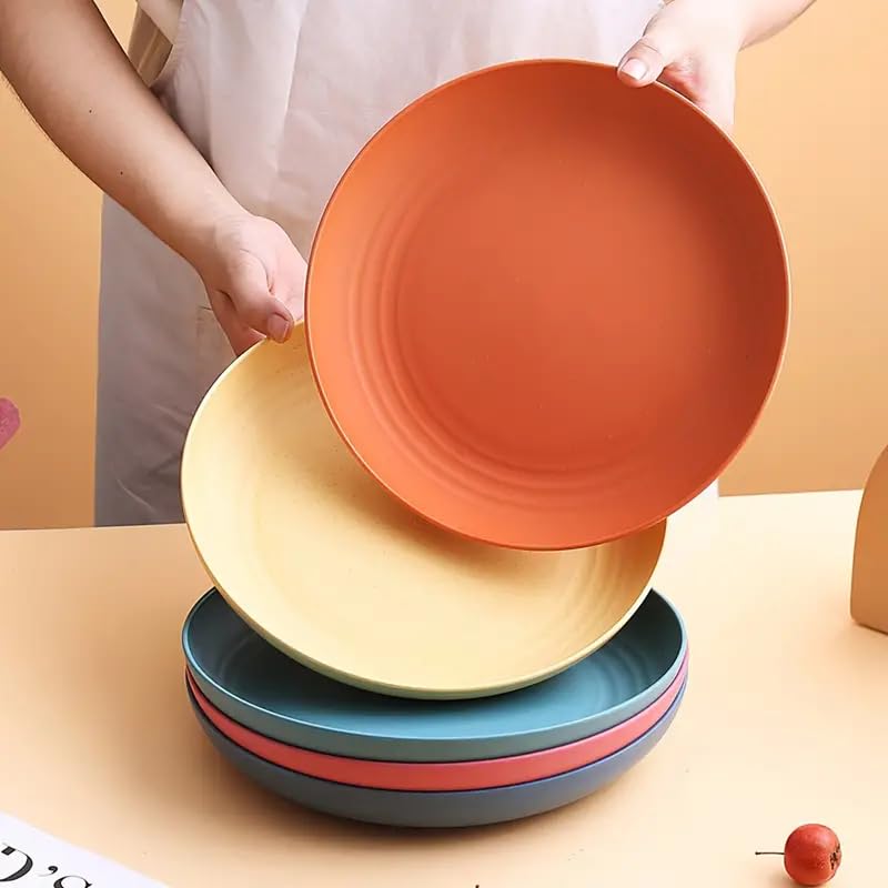 KitchAntique KitchAntique 8 Wheat Straw Round Dinner Plate EcoFriendly Lightweight Unbreakable Microwave Dishwasher Safe Food Dish Steak Plate Serving Tray for Kitchen Restaurant Parties Gifting - Image 3