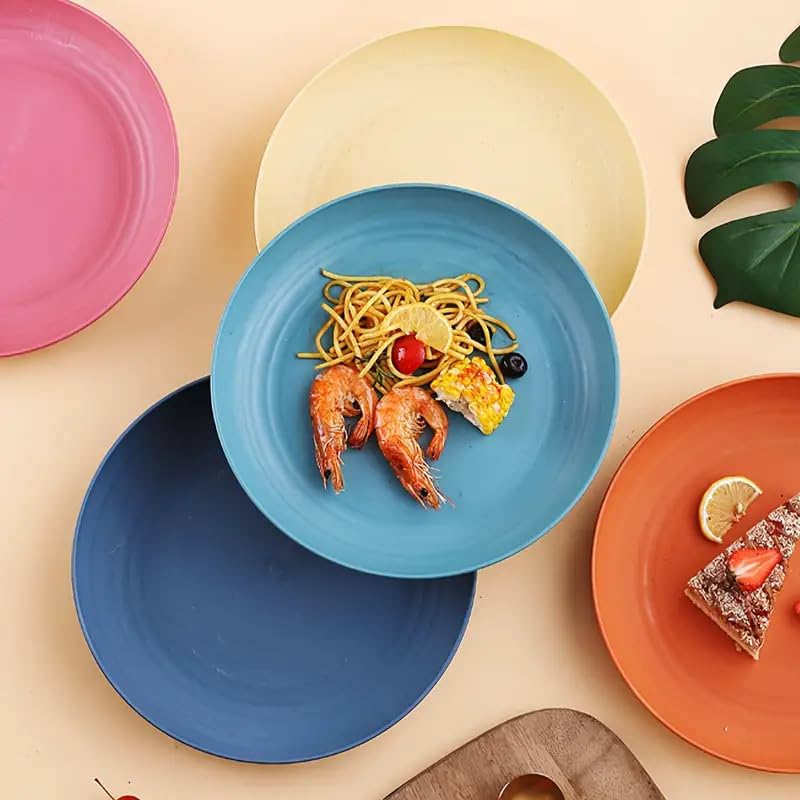 KitchAntique KitchAntique 8 Wheat Straw Round Dinner Plate EcoFriendly Lightweight Unbreakable Microwave Dishwasher Safe Food Dish Steak Plate Serving Tray for Kitchen Restaurant Parties Gifting - Image 2