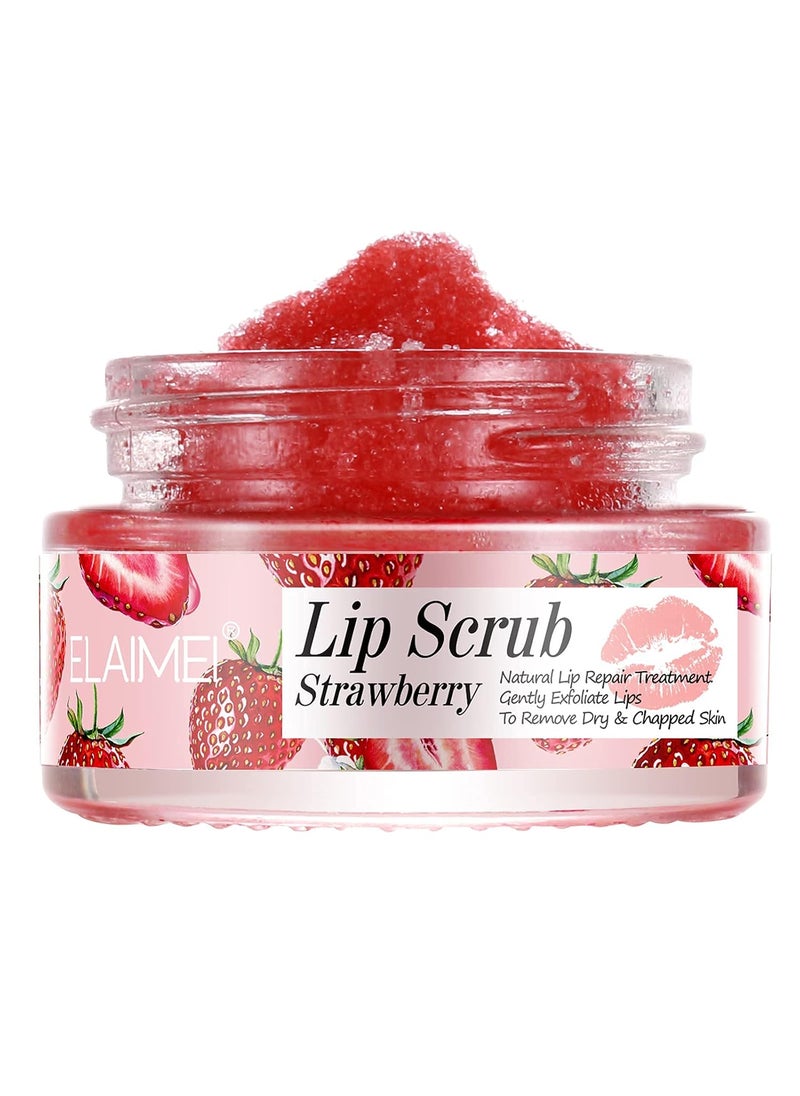 Elaimei Lip Scrub Exfoliator  Moisturizer Lip Repair for Lush Soft Lips Chapped Dry and Flaky Lips Treatment Strawberry 