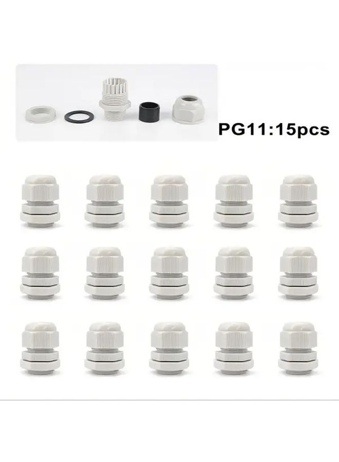 15 قطعة من موصلات الكابلات المقاومة للماء: صواميل الكابلات البلاستيكية المتينة والوصلات المقاومة للأشعة فوق البنفسجية - Image 3