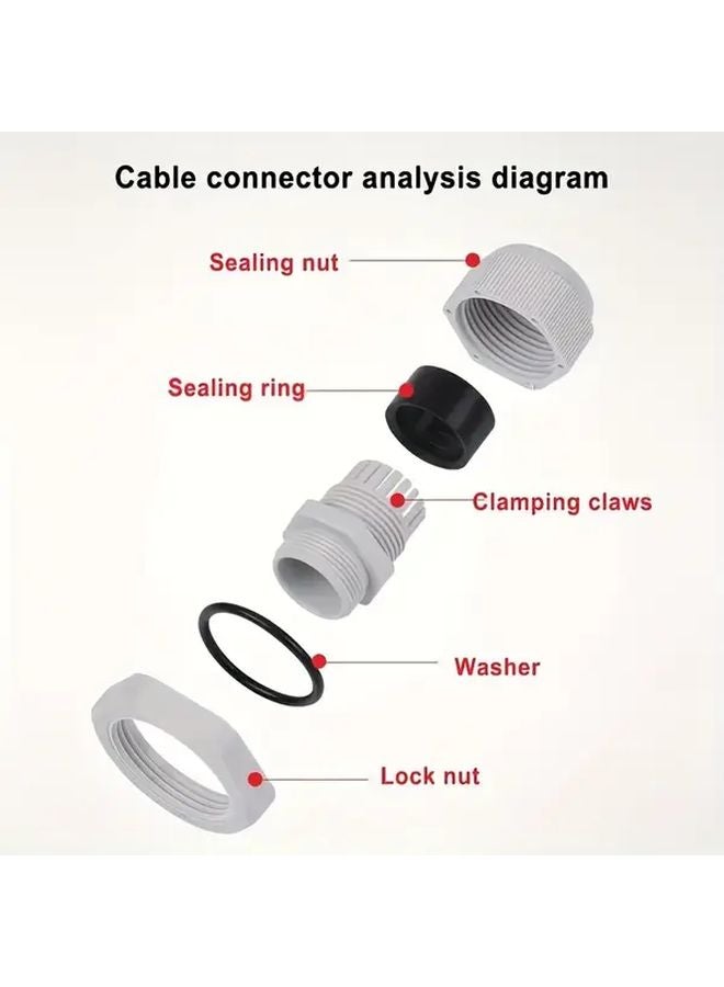 15 قطعة من موصلات الكابلات المقاومة للماء: صواميل الكابلات البلاستيكية المتينة والوصلات المقاومة للأشعة فوق البنفسجية - Image 5