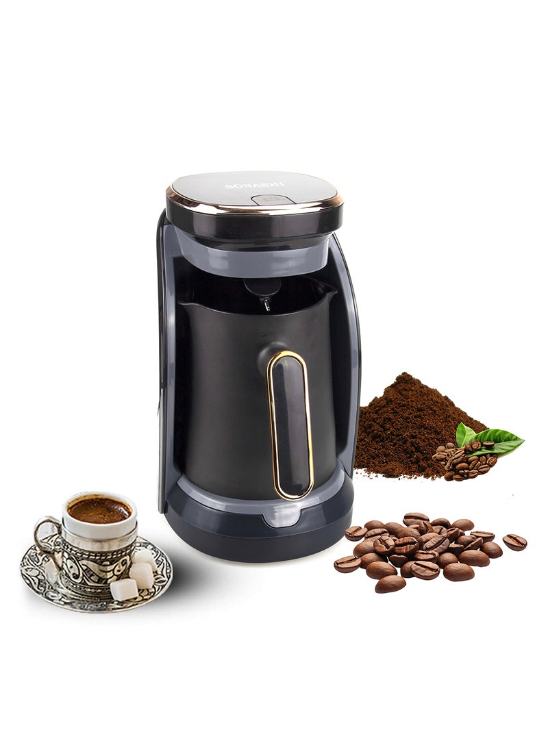 SONASHI Turkish Coffee Maker Up To 4 Cups Turkish Coffee Machine For Slowly Brewed Delicious Turkish Coffee/Light & Sound Indicator/Overheat Protection 400 ml 500 W STCM-4962 Gold/Black - Image 1