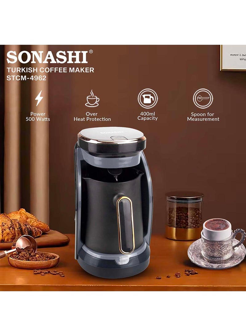 SONASHI Turkish Coffee Maker Up To 4 Cups Turkish Coffee Machine For Slowly Brewed Delicious Turkish Coffee/Light & Sound Indicator/Overheat Protection 400 ml 500 W STCM-4962 Gold/Black - Image 3