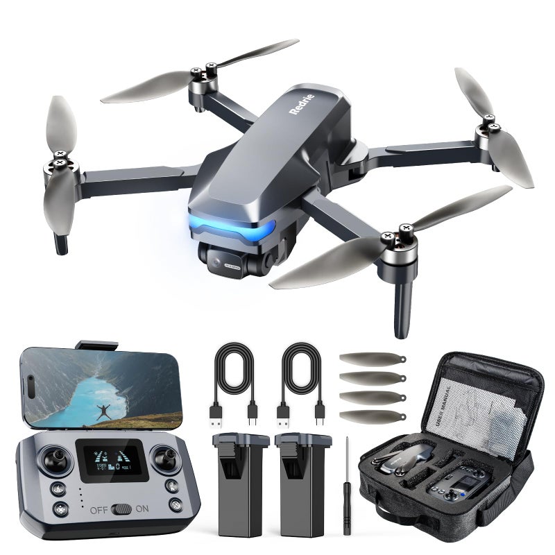 REDRIE GPS Drones with Camera for Adults 4K Under 249g 45 Mins Flight Brushless Motor Light Auto Follow Tap Fly Circle Fly One Key Start Foldable Drone for Adults Beginners - Image 2