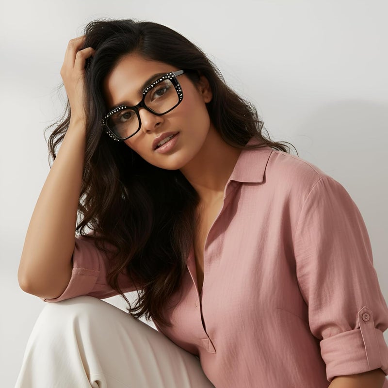 PERKEY Store PERKEY Bold Collection | Blu Cut & Antiglare Computer Eyeglasses | Full Rim Square Shape | For Women | Medium | OPTL0020 - Image 3